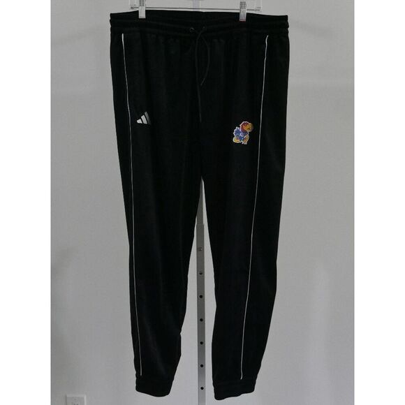 Adidas Kansas Jayhawks Men's Black Velour Jogger Sweatpants XL - Picture 2 of 13